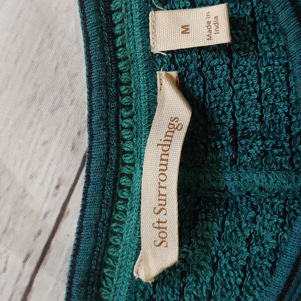 Soft Surroundings Teal Striped Sweatshirt Knit Top - Picture 6 of 9